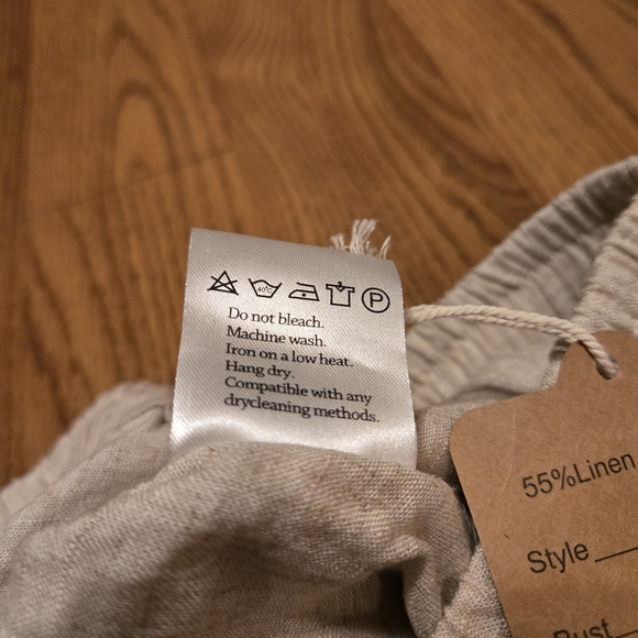 Youga Wide Leg Ankle Pants Cream Beach Casual Classic Boho Linen Cotton XL New - Picture 11 of 16